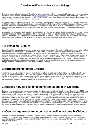 Overview to Affordable Cremation in Chicago