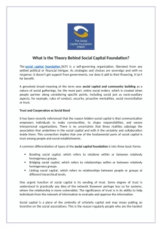 What is the Theory Behind Social Capital Foundation?