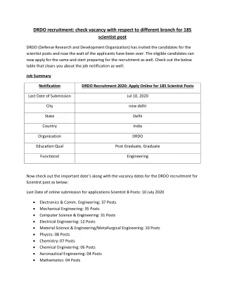 drdo recruitment check vacancy with respect