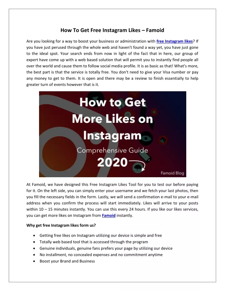 how to get free instagram likes famoid