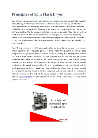 principles of spin flash dryer