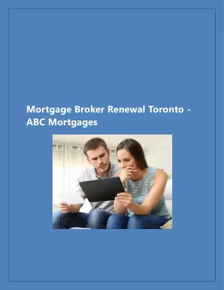 Mortgage Broker Renewal Toronto