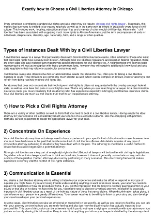 Just how to Choose a Civil Liberties Lawyer in Chicago