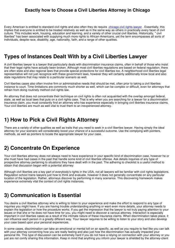 exactly how to choose a civil liberties attorney