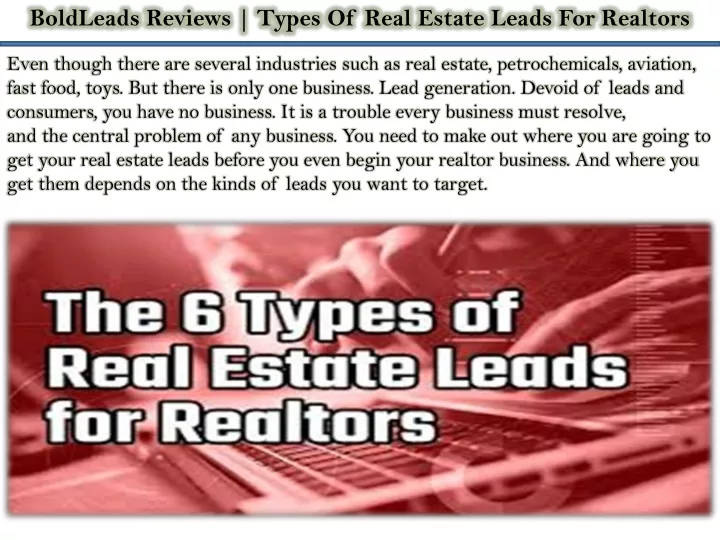 boldleads reviews types of real estate leads