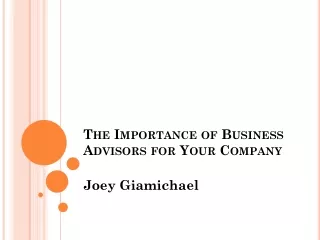 Joey Giamichael - The importance of business advisors list