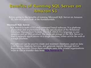 benefits of running sql server on amazon s3