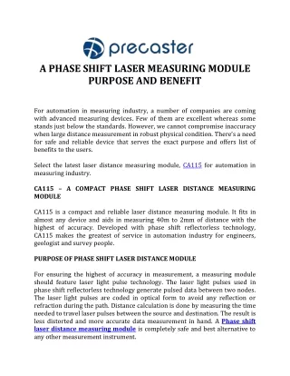 a phase shift laser measuring module purpose