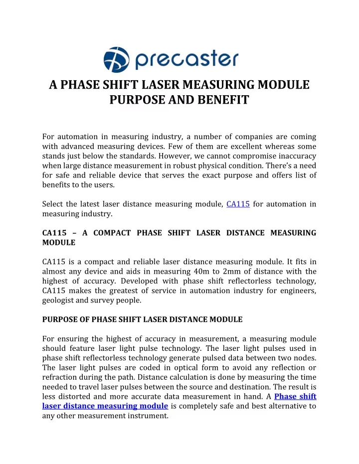 a phase shift laser measuring module purpose