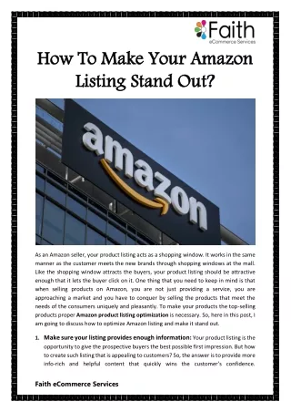 How To Make Your Amazon Listing Stand Out?