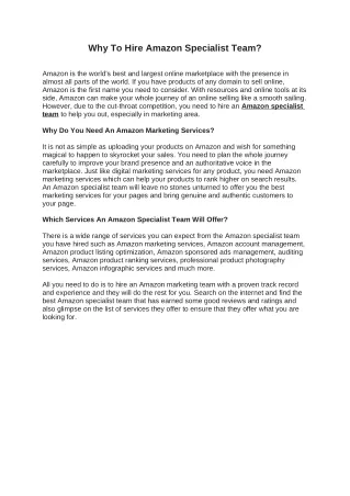 why to hire amazon specialist team