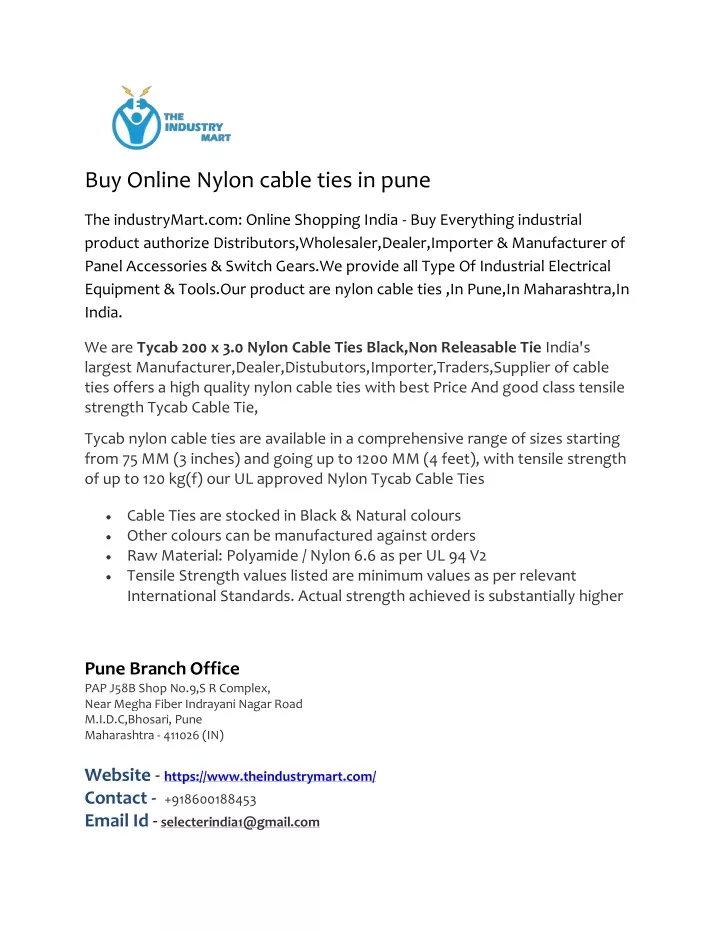 buy online nylon cable ties in pune