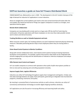hiotron launches a guide on how iiot powers