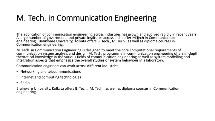 m tech in communication engineering