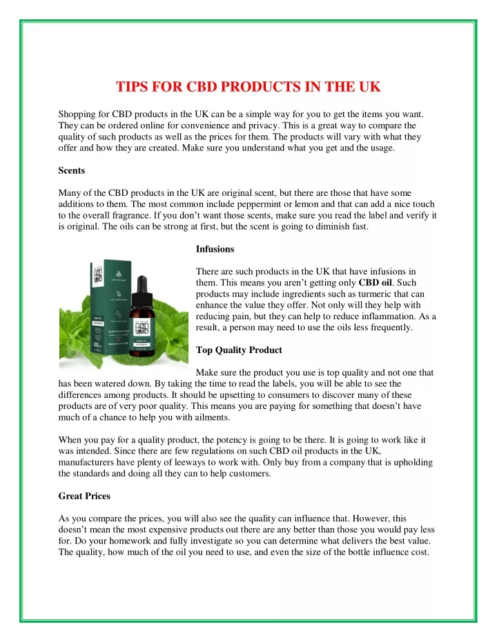 tips for cbd products in the uk