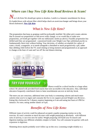 New Life Keto, Benfits & Scam