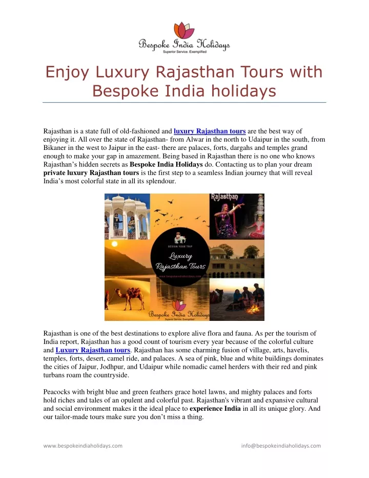 enjoy luxury rajasthan tours with bespoke india