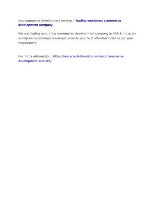 woocommerce development services leading