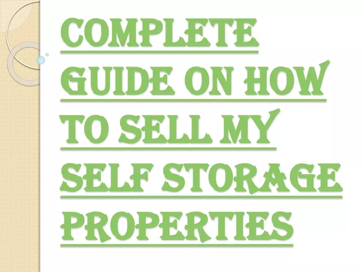 complete guide on how to sell my self storage properties