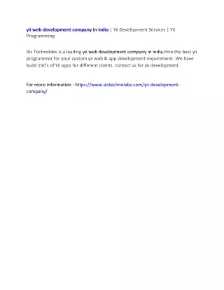 yii web development company in india