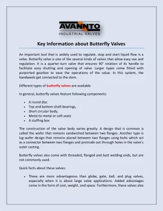 key information about butterfly valves
