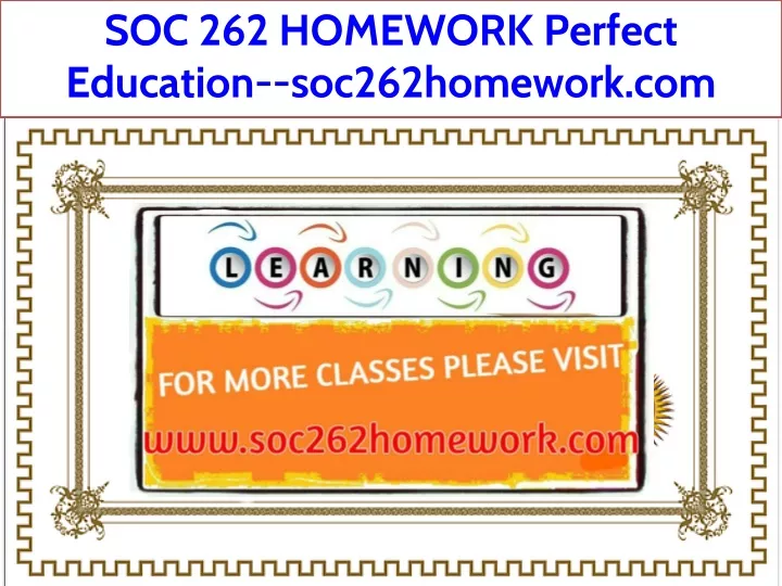 soc 262 homework perfect education soc262homework