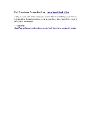 work from home companies hiring home based work