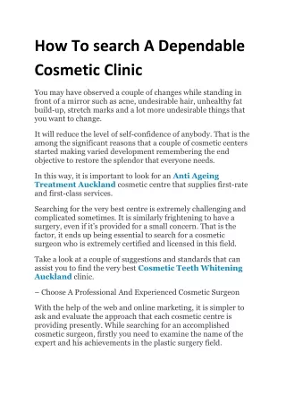 how to search a dependable cosmetic clinic
