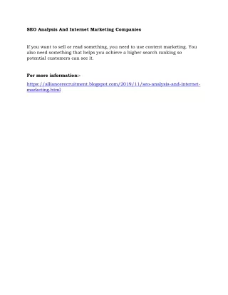 seo analysis and internet marketing companies