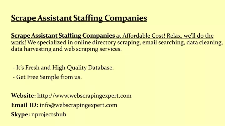 scrape assistant staffing companies