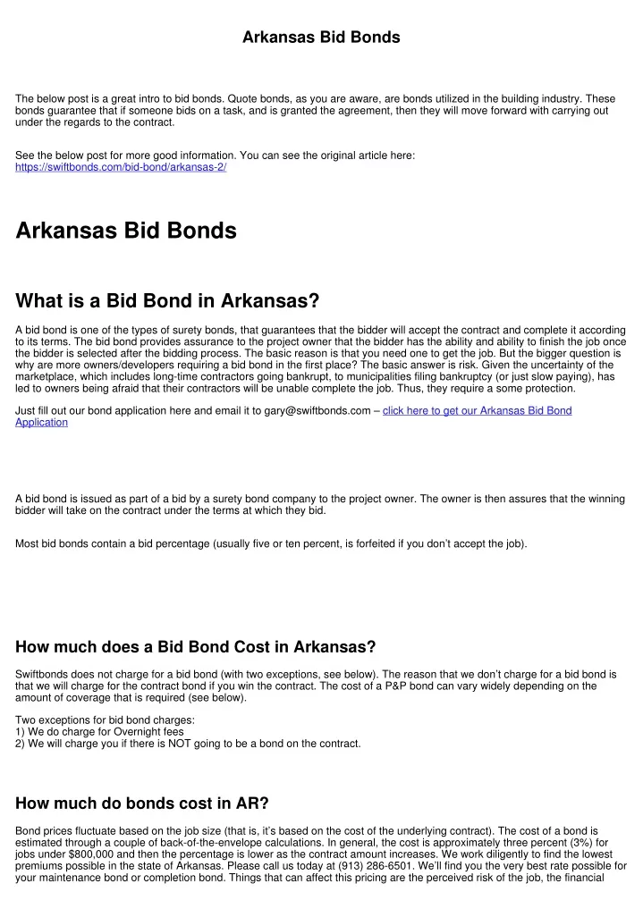 arkansas bid bonds