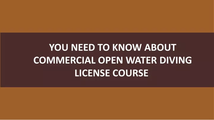 you need to know about commercial open water