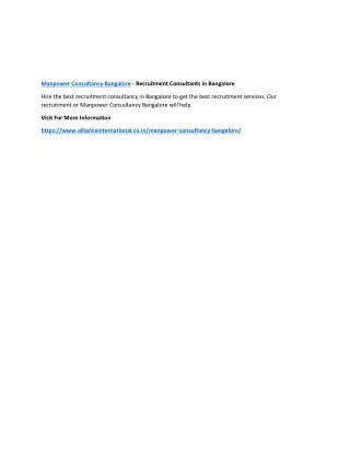 manpower consultancy bangalore recruitment