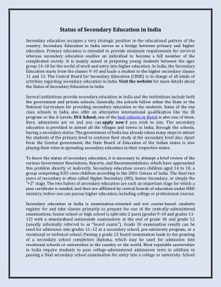 status of secondary education in india