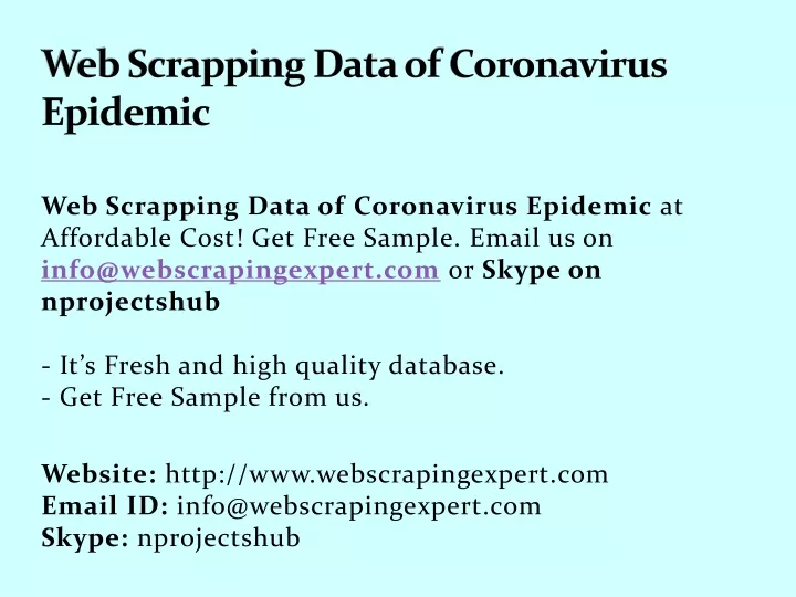 web scrapping data of coronavirus epidemic