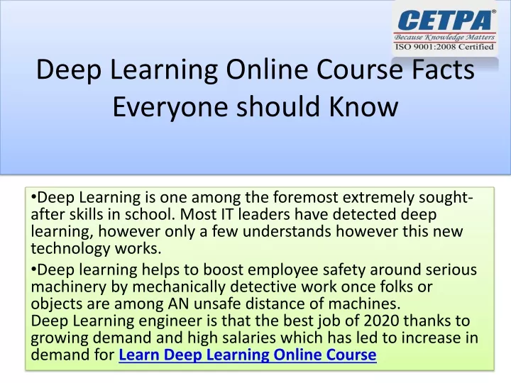 deep learning online course facts everyone should know