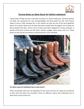 Tecovas Boots an ideal choice for fashion statement