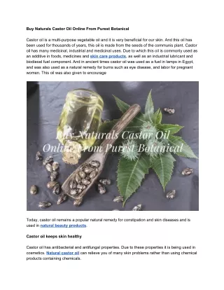 Buy Naturals Castor Oil Online From Purest Botanical