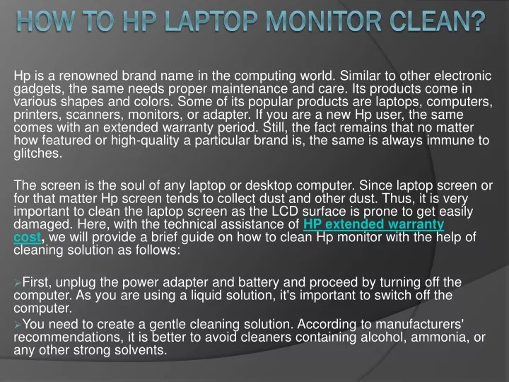 how to hp laptop monitor clean
