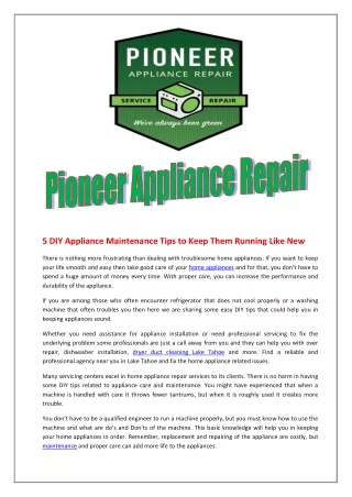 5 Best Appliance Maintenance Tips
