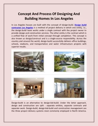 Concept And Process Of Designing And Building Homes In Los Angeles