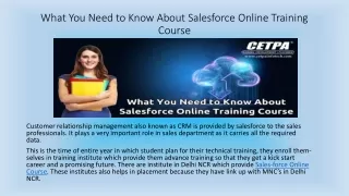 What You Need to Know About Salesforce Online Training Course