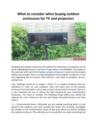 What to consider when buying outdoor enclosures for TV and projectors