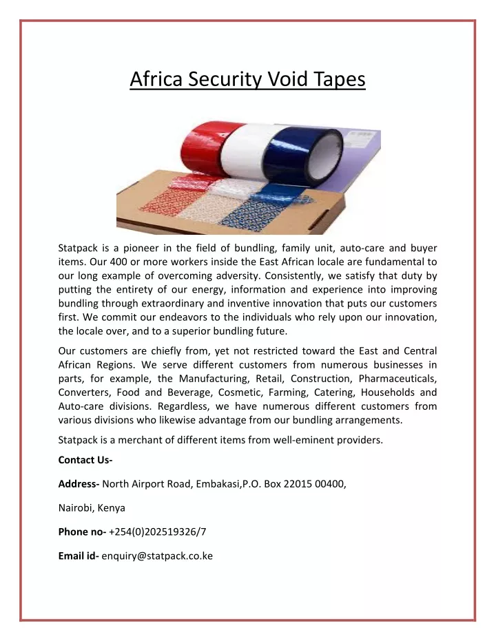 africa security void tapes