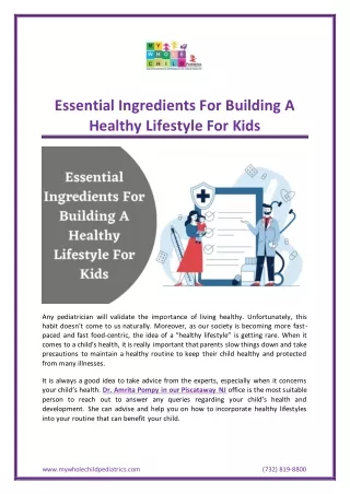 Essential Ingredients For Building A Healthy Lifestyle For Kids