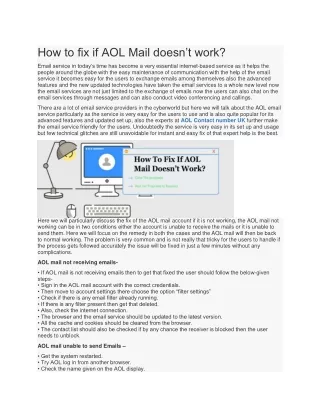 How to fix if AOL Mail doesn’t work?