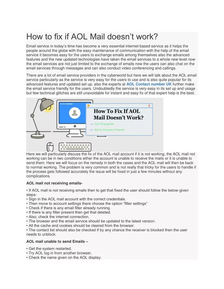 how to fix if aol mail doesn t work