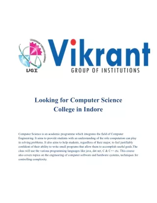 Looking for Computer Science College in Indore