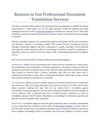 reasons to use professional document translation