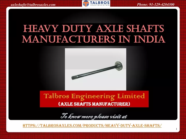 heavy duty axle shafts manufacturers in india